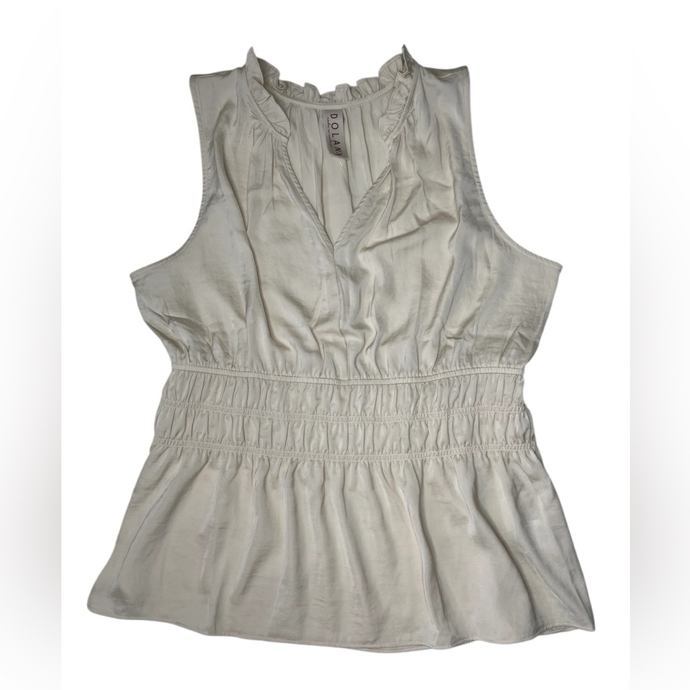 Dolan beige Satin sleeveless peplum blouse